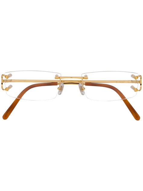 gold frame cartier glasses|cartier 54mm rectangle eyeglasses.